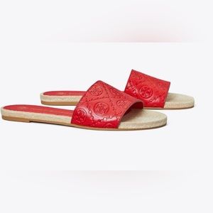 Tory Burch T Monogram Signature Logo Leather Slide